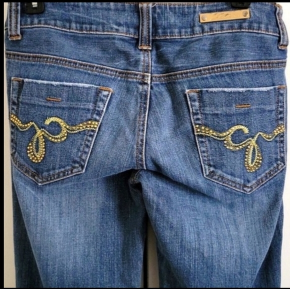 Guess Crystal Embellished Distressed Bootcut Jeans - Picture 6 of 8